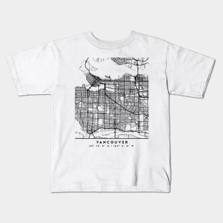 VANCOUVER CANADA BLACK CITY STREET MAP ART Kids T-Shirt